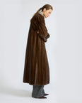 Maxi coat in long-haired straightened mink fur