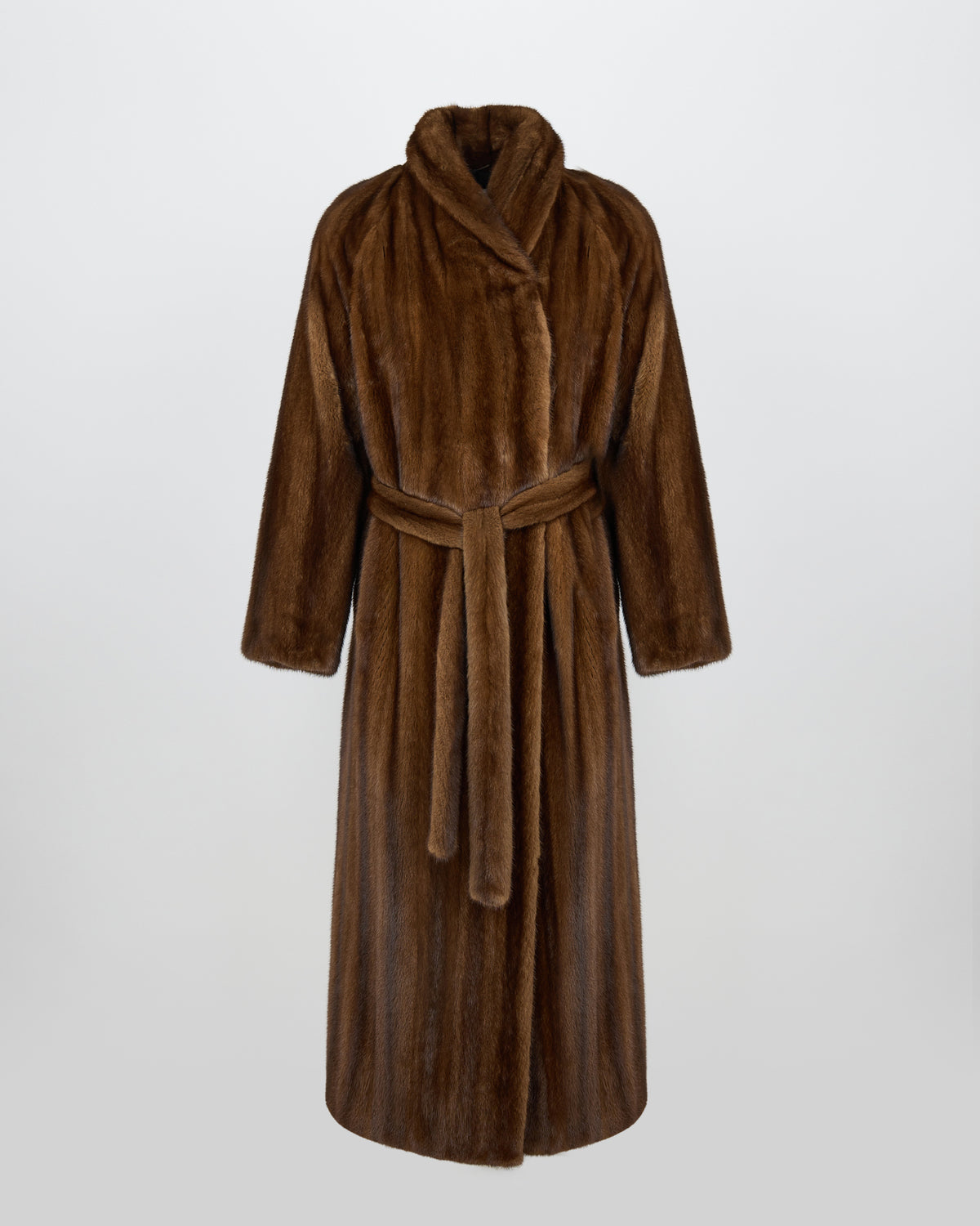 Belted maxi coat in long-haired straightened mink fur - Yves Salomon - New Fall/Winter Collection