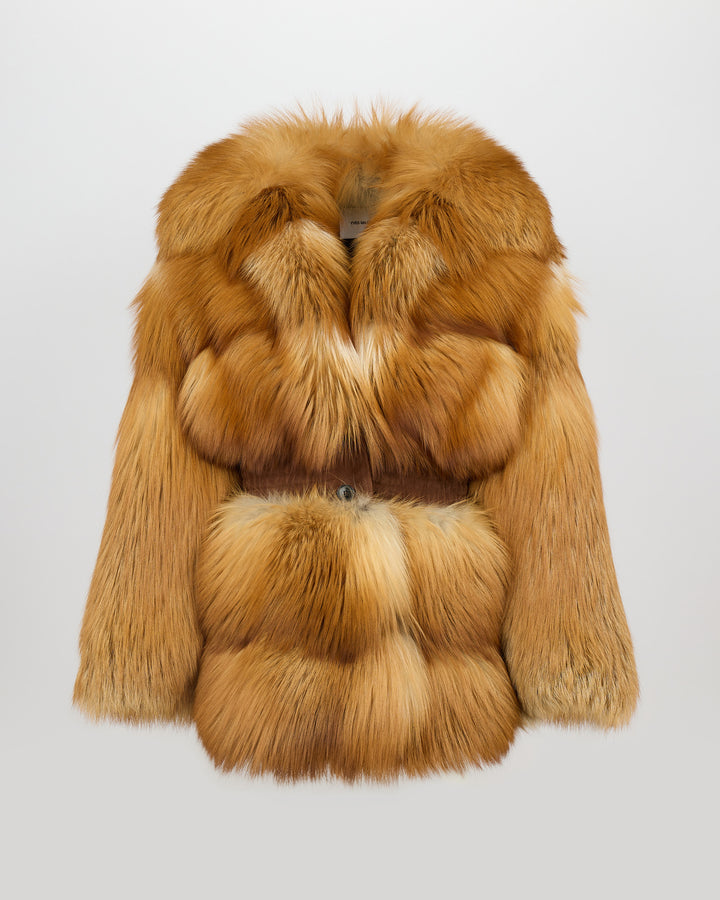Belted fox fur coat