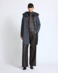 Merino knit coat with cashmere lambskin collar