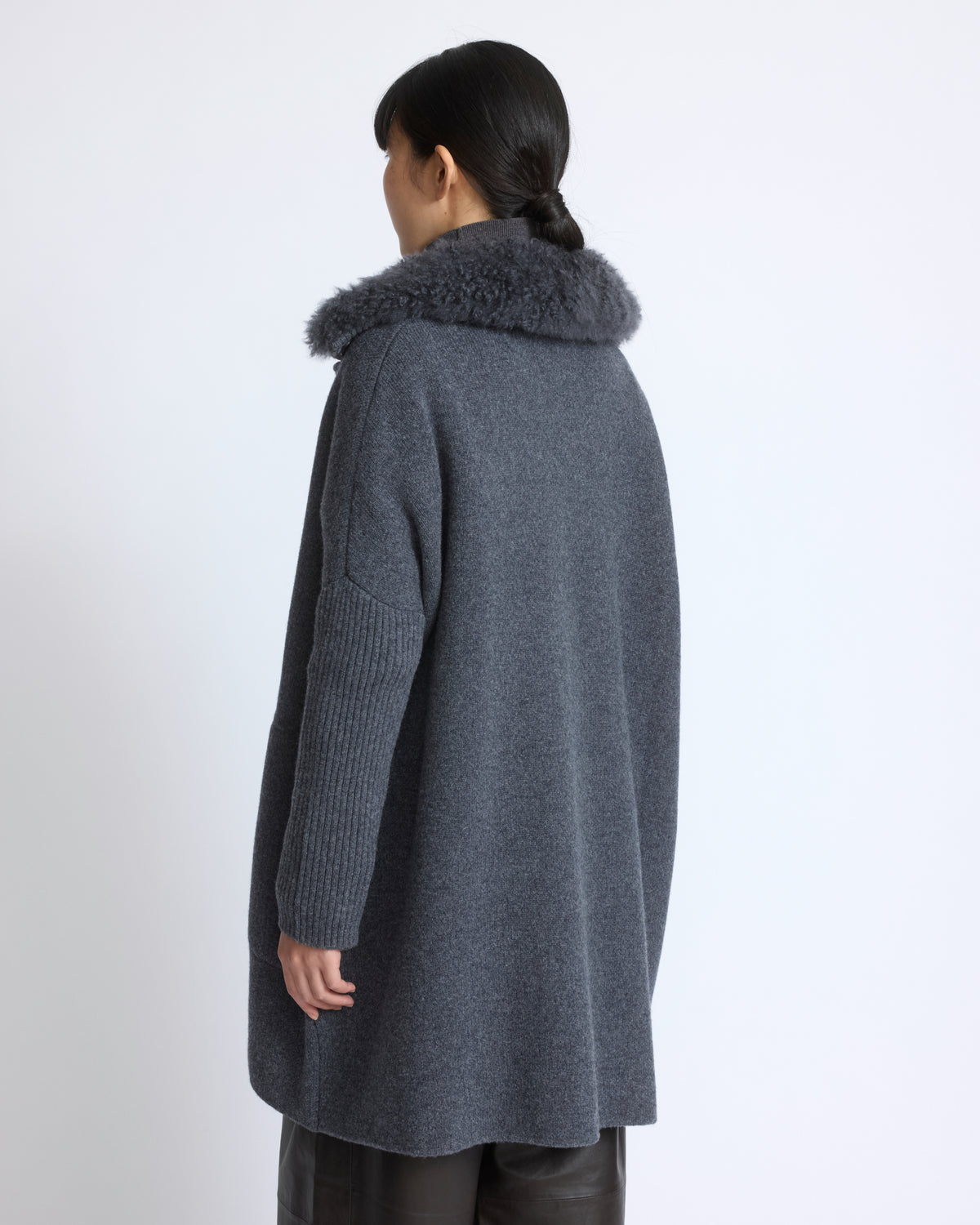 Merino knit coat with cashmere lambskin collar - Yves Salomon - New Fall/Winter Collection