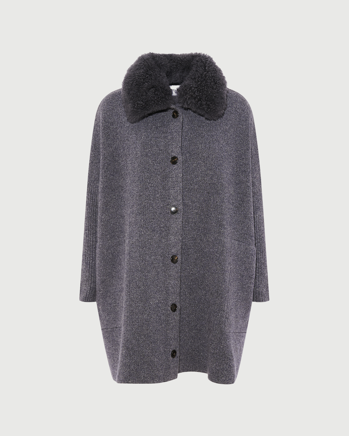Merino knit coat with cashmere lambskin collar - Yves Salomon - New Fall Winter Collection