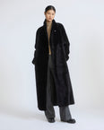 Reversible long lamb shearling coat