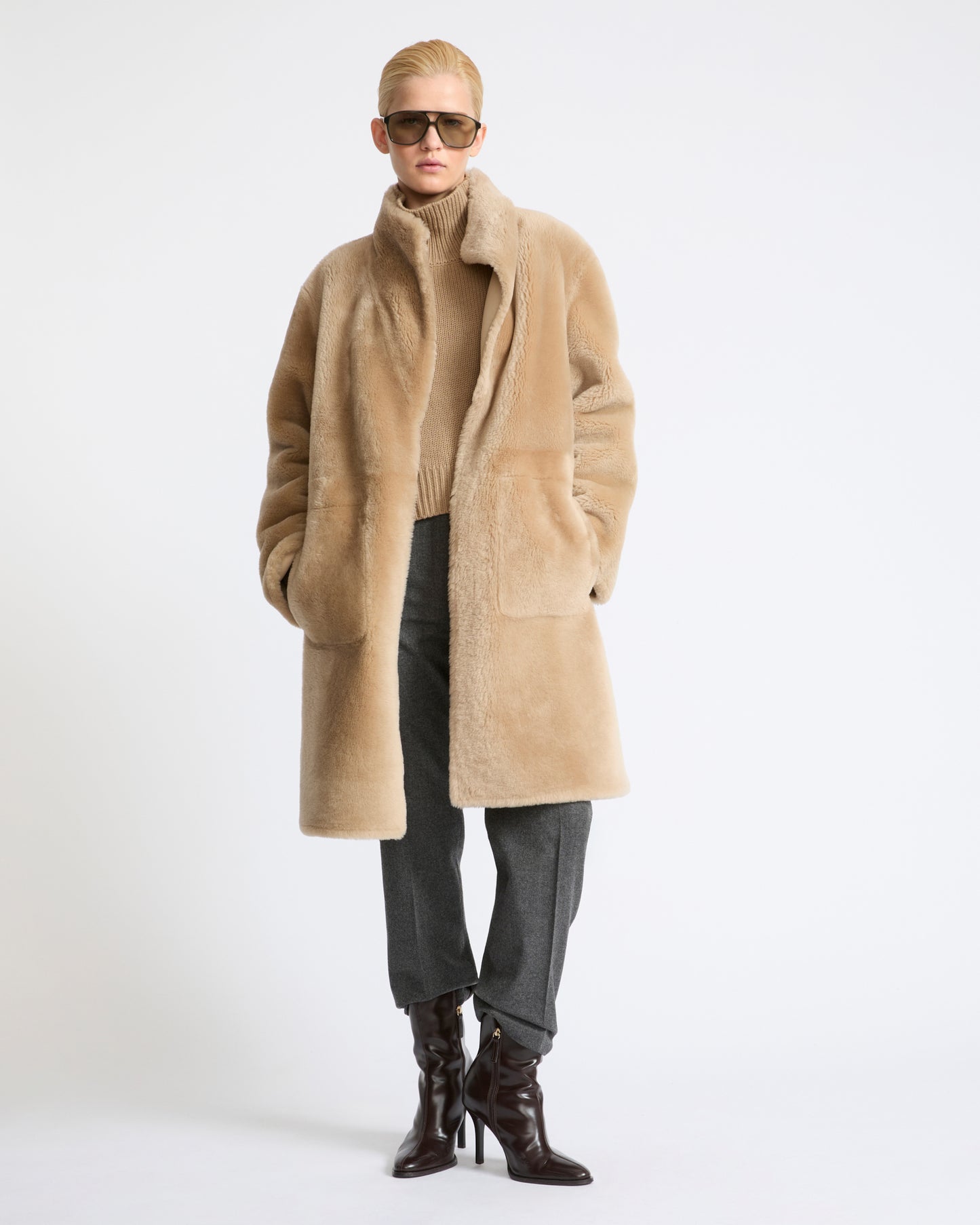 Reversible combed lambskin shearling coat - Yves Salomon - New Fall Winter Collection