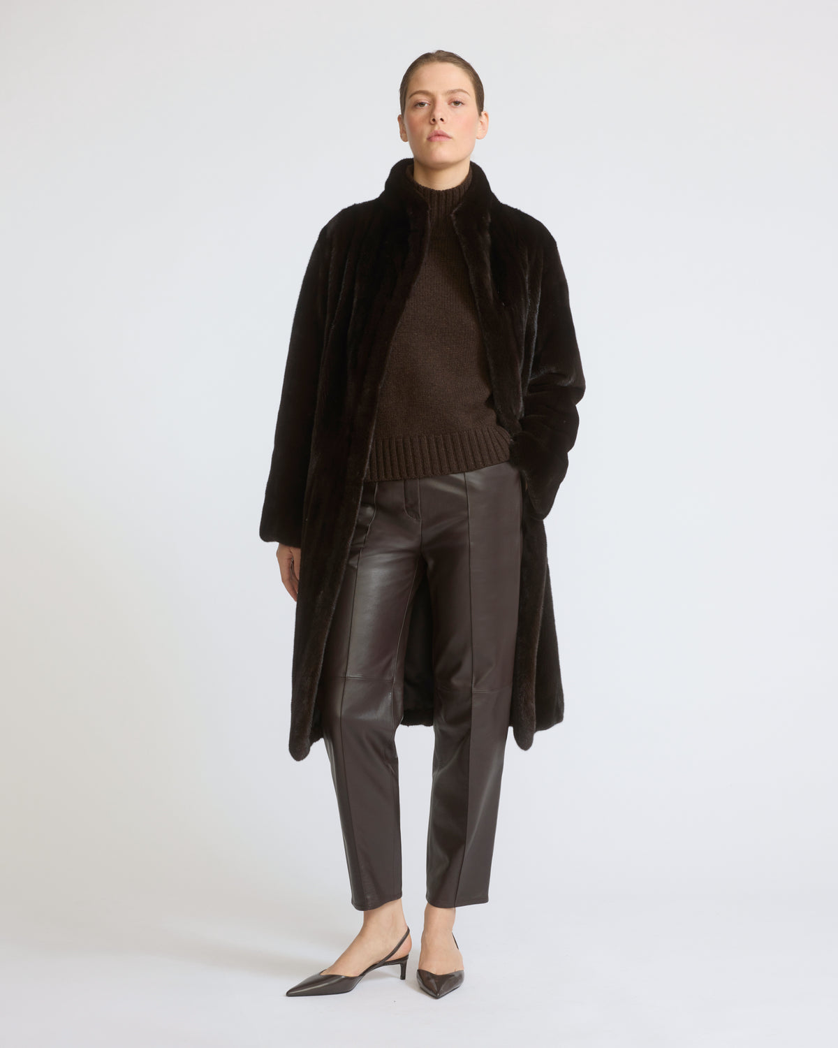 Long-haired mink fur coat with high straight collar - Yves Salomon - New Fall/Winter Collection