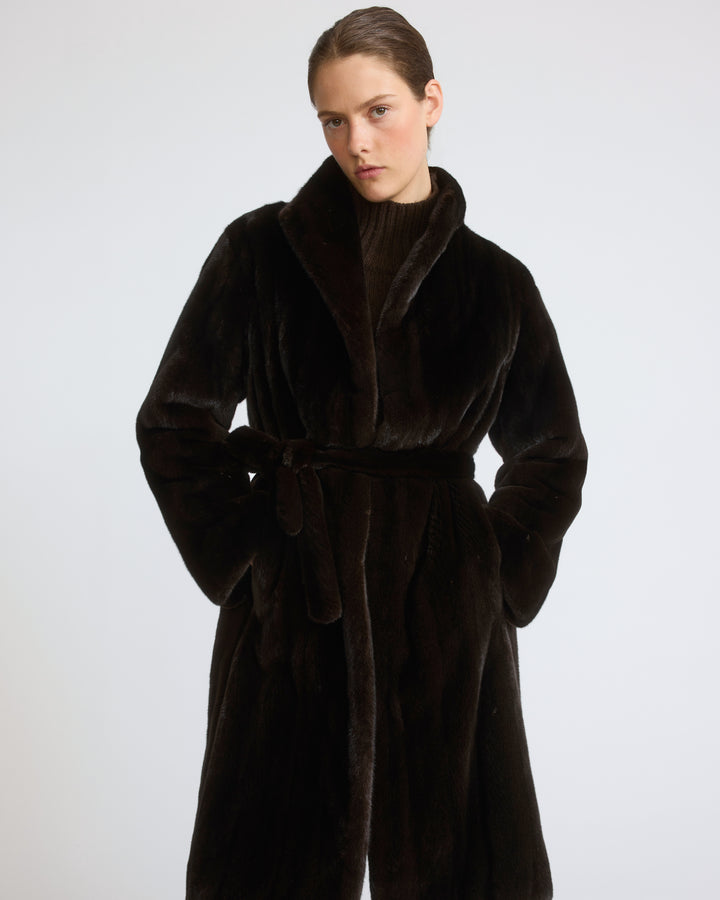 Long-haired mink fur coat with high straight collar - Yves Salomon - New Fall/Winter Collection