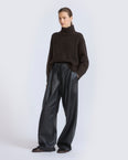 Wide lambskin leather pants