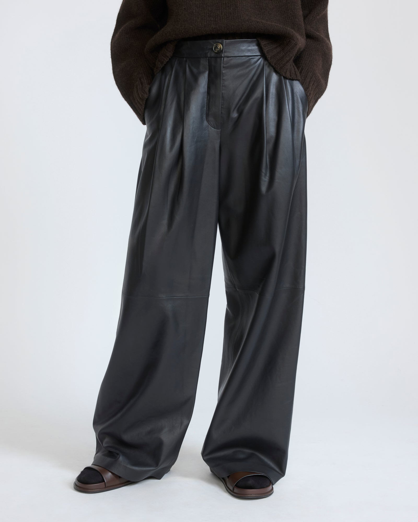 Wide lambskin leather pants - Yves Salomon - New Fall/Winter Collection