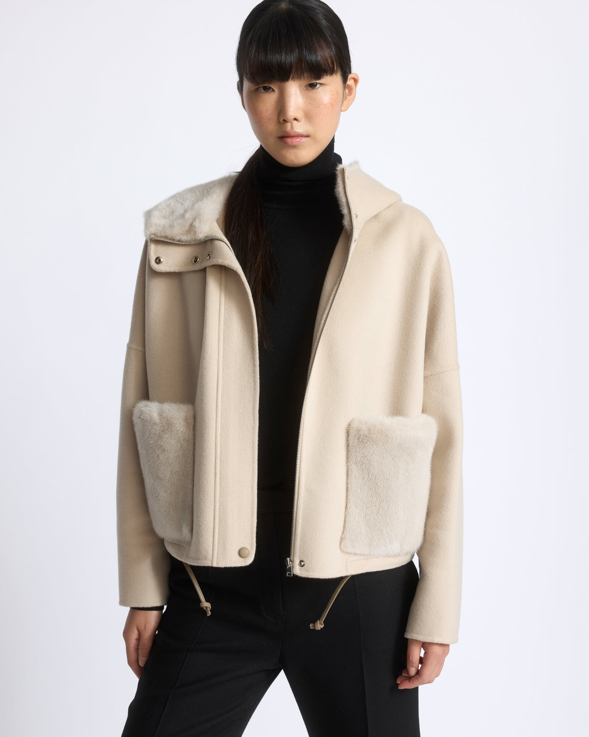 Double-sided cashmere wool hooded jacket with mink fur - Yves Salomon - New Fall/Winter Collection