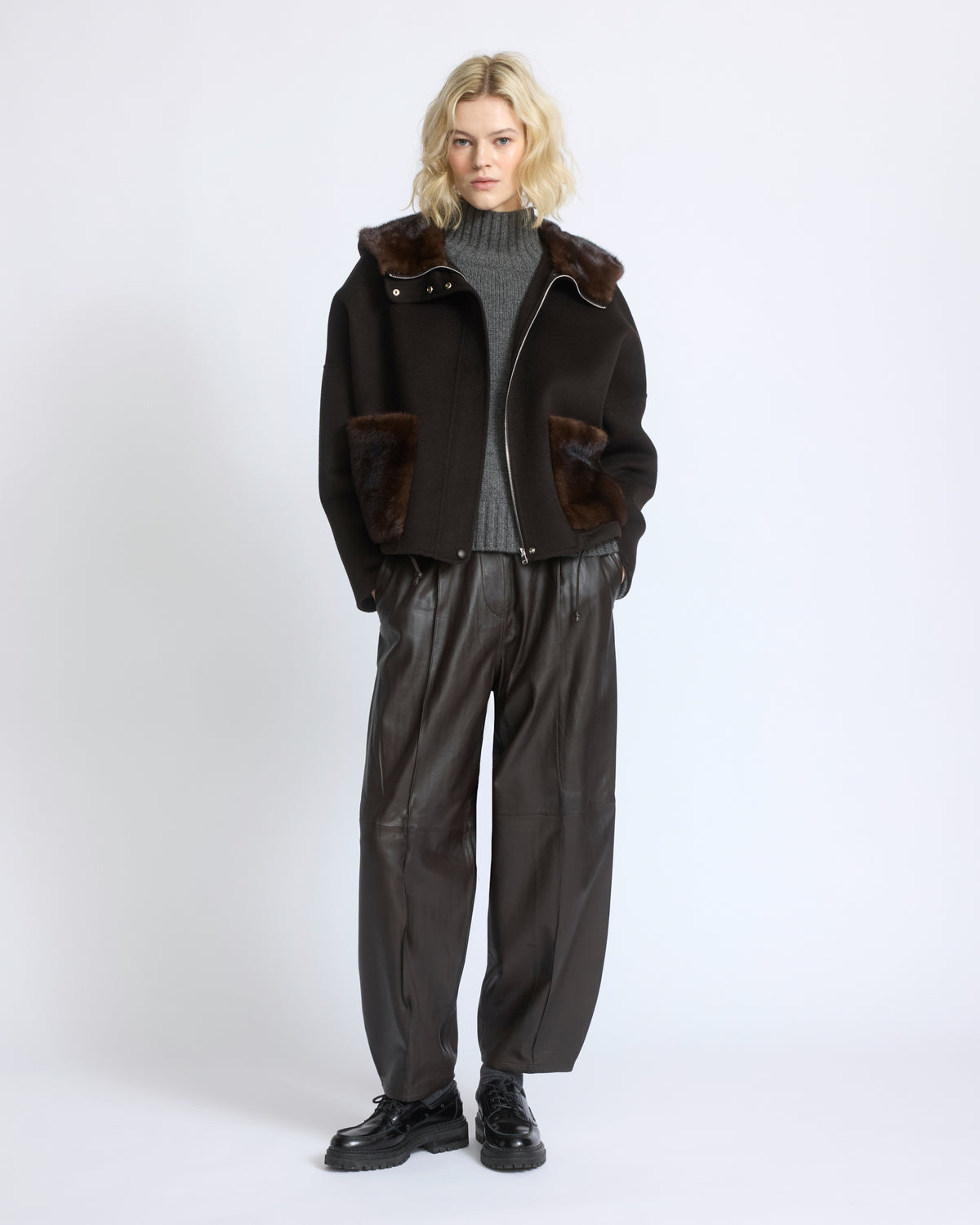 Double-sided cashmere wool hooded jacket with mink fur - Yves Salomon - New Fall/Winter Collection