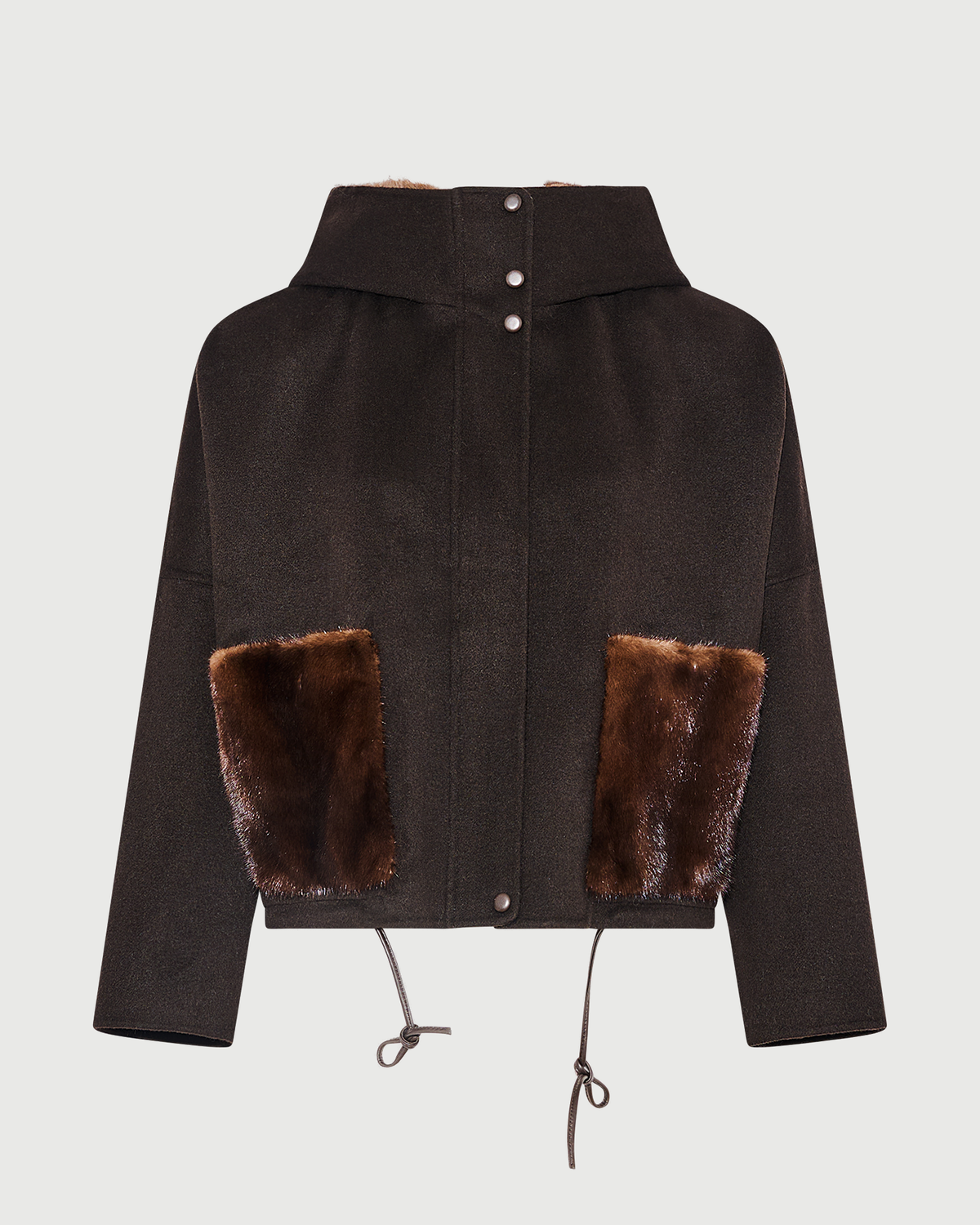 Double-sided cashmere wool hooded jacket with mink fur - Yves Salomon - New Fall Winter Collection