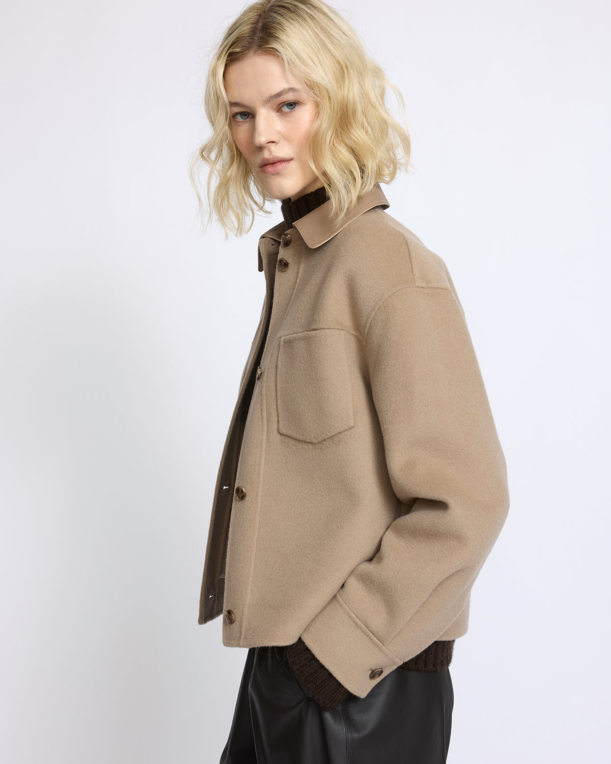Short double-sided cashmere wool shirt - Yves Salomon - New Fall/Winter Collection