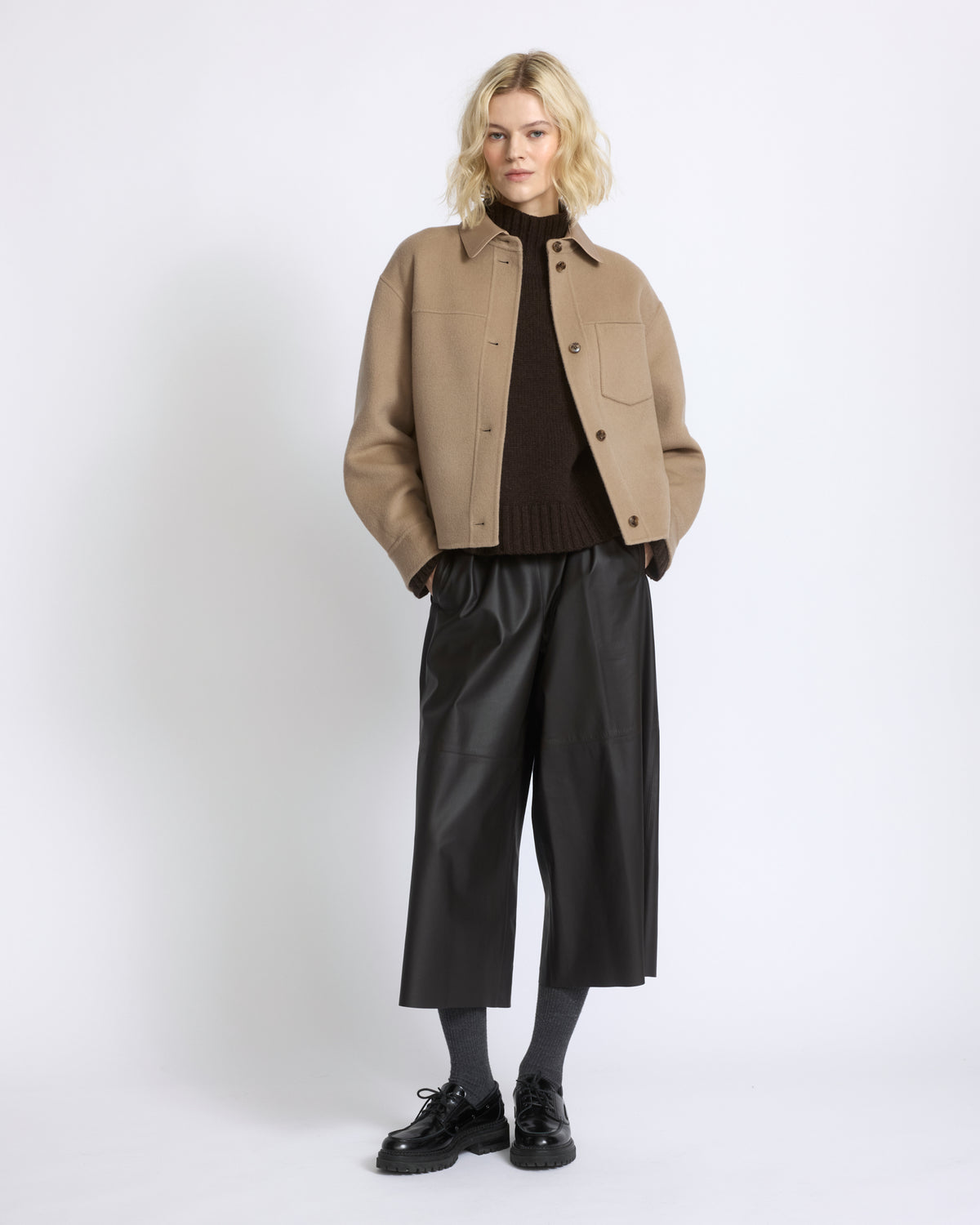 Short double-sided cashmere wool shirt - Yves Salomon - New Fall/Winter Collection