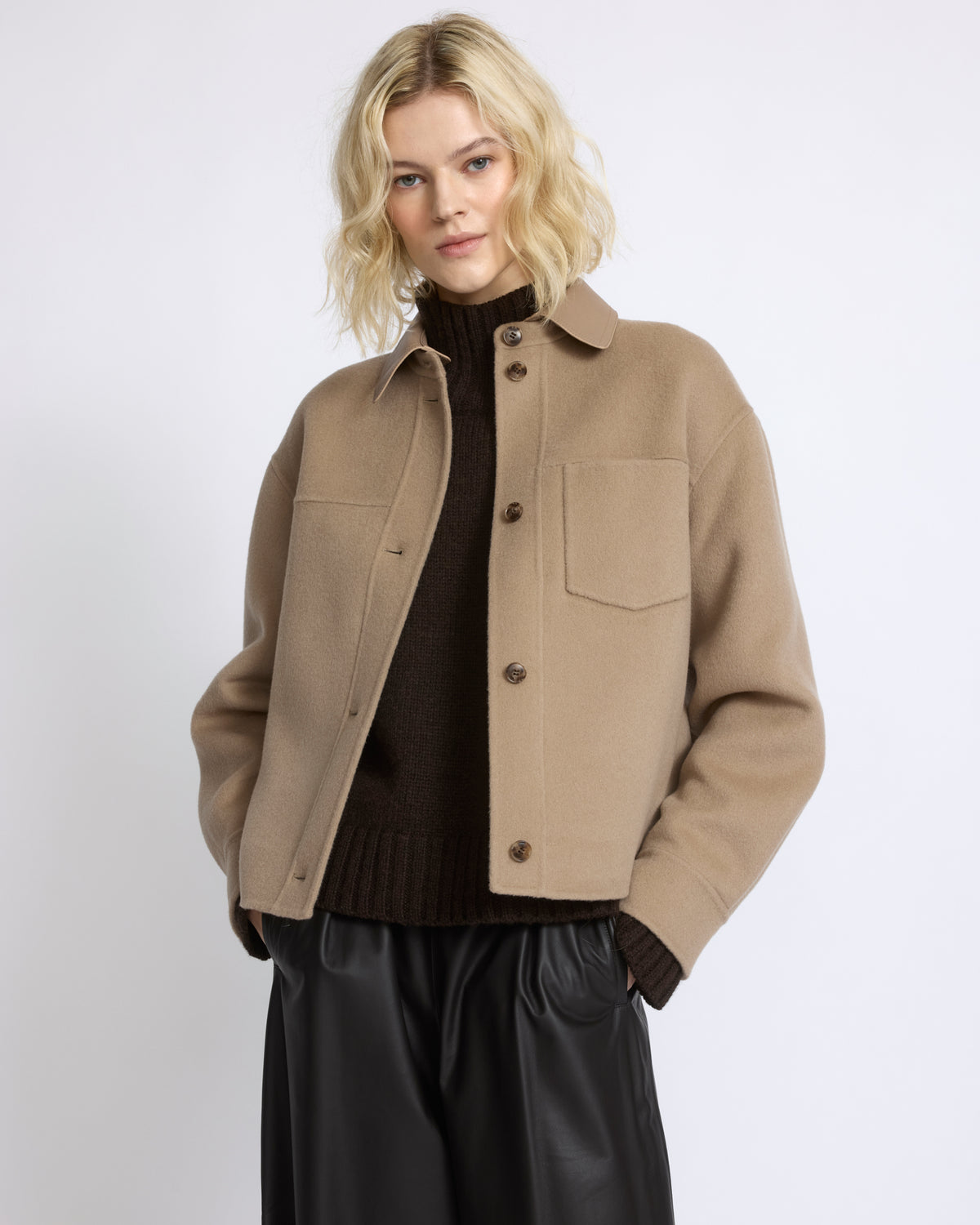Short double-sided cashmere wool shirt - Yves Salomon - New Fall/Winter Collection