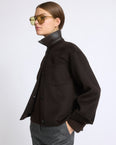Short double-sided cashmere wool shirt