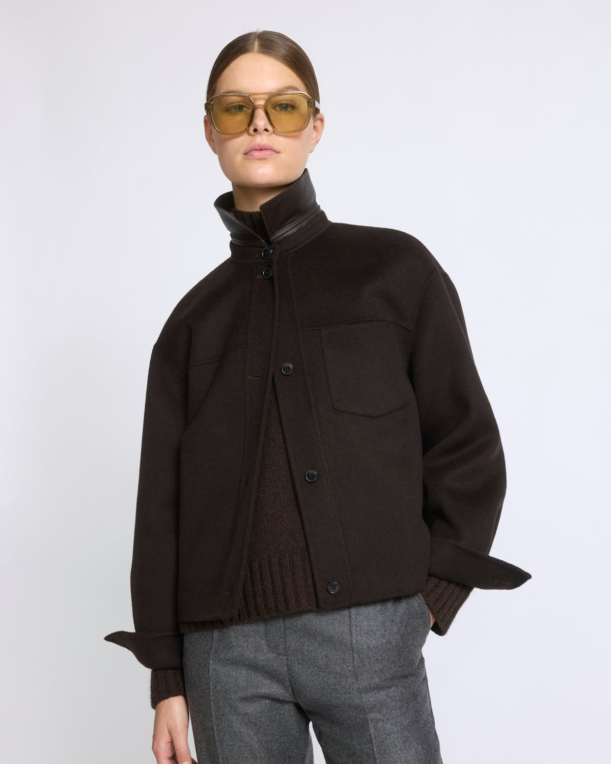 Short double-sided cashmere wool shirt - Yves Salomon - New Fall/Winter Collection