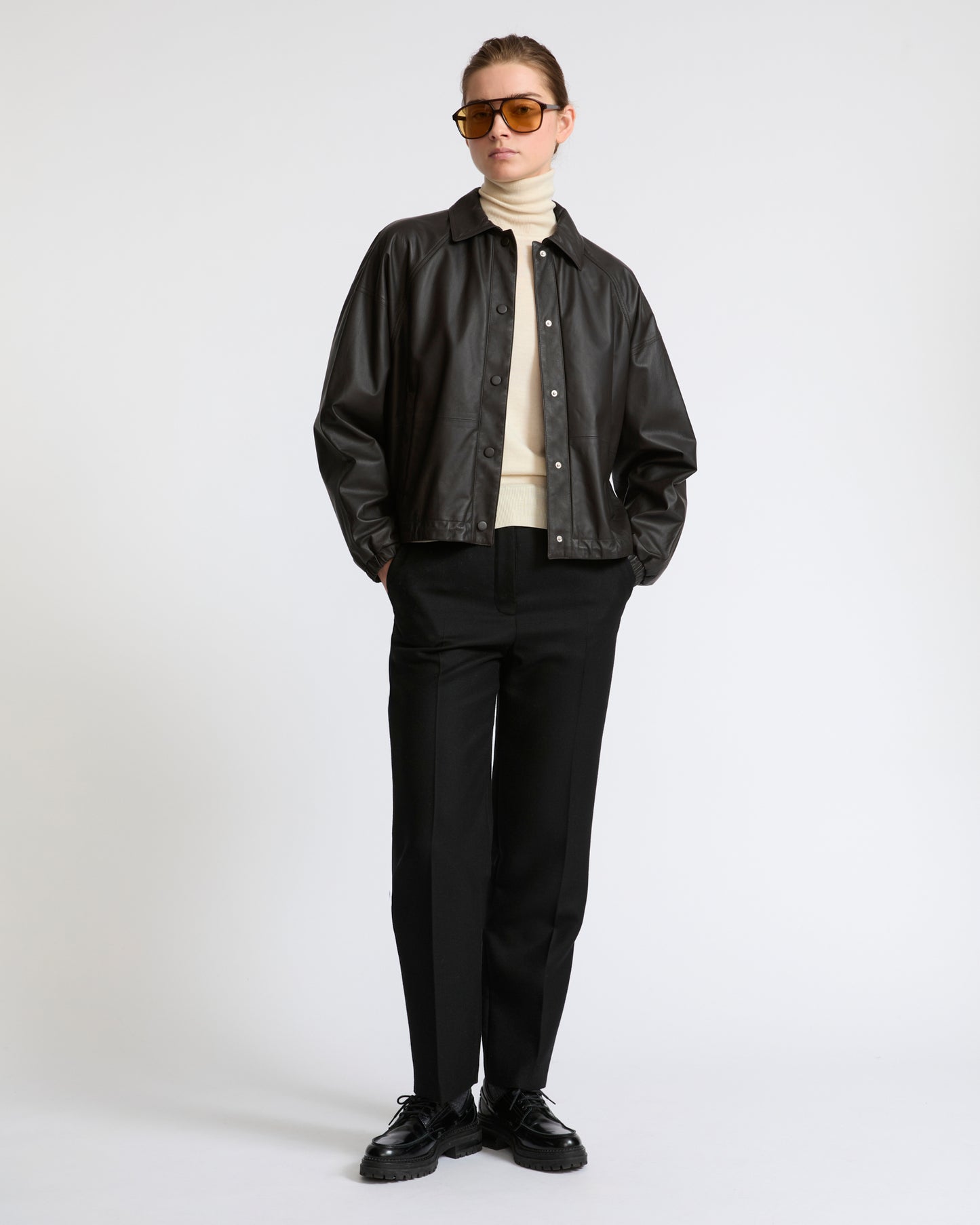 Short fine lambskin leather jacket - Yves Salomon - New Fall Winter Collection