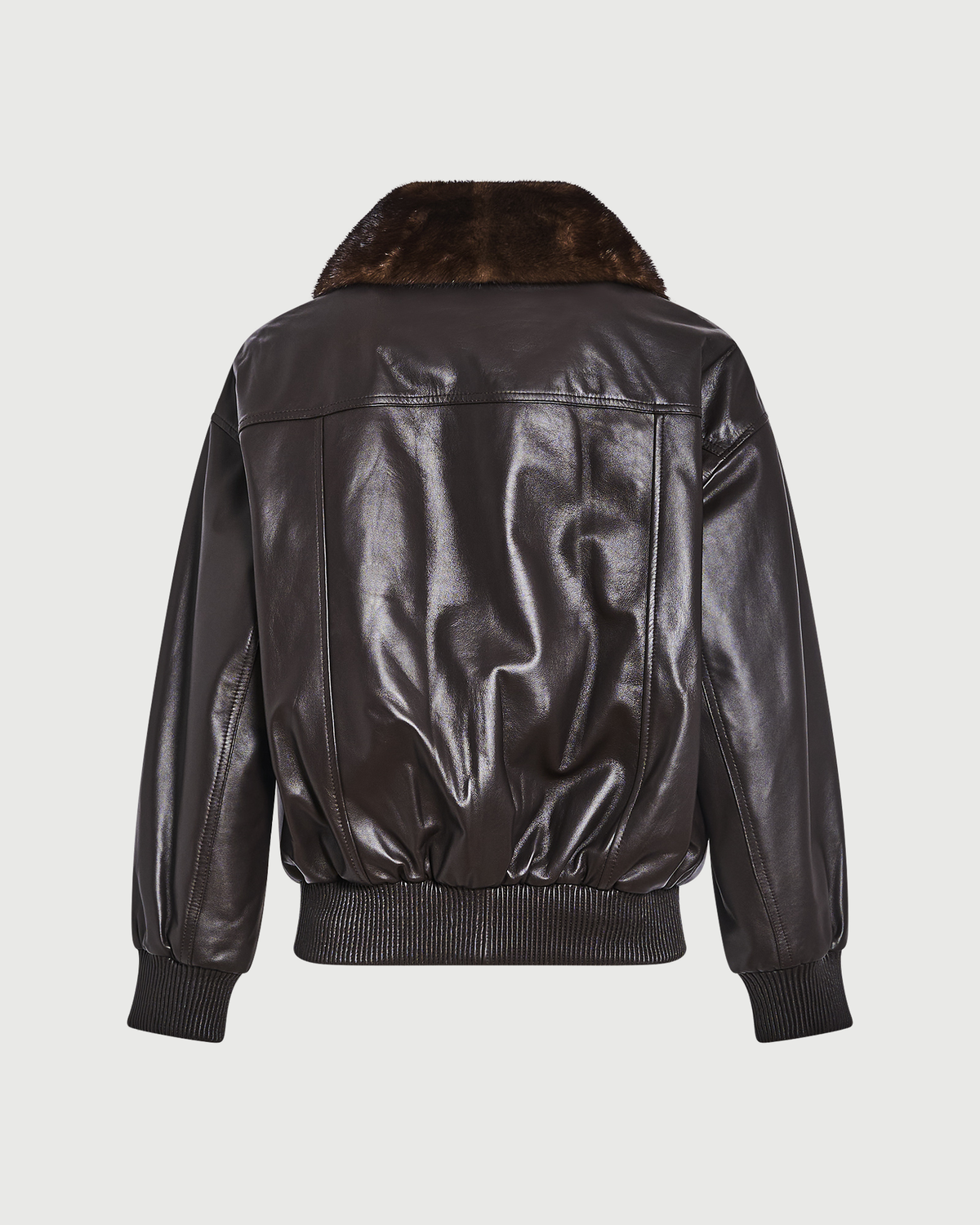 Short lambskin leather jacket with detachable mink fur collar - Yves Salomon - New Fall Winter Collection