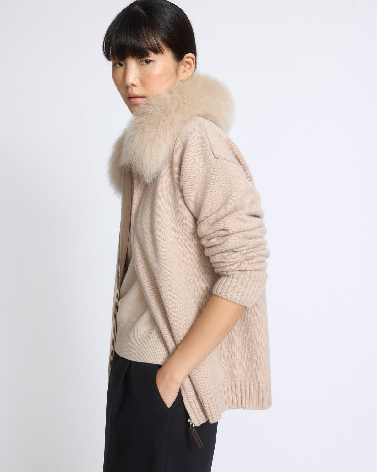 Merino knit jacket with fox fur - Yves Salomon - New Fall/Winter Collection