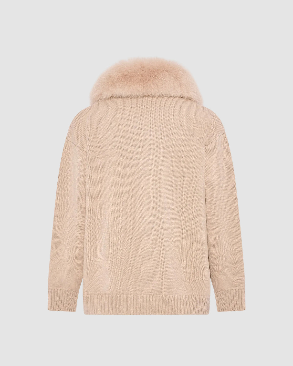 Merino knit jacket with fox fur