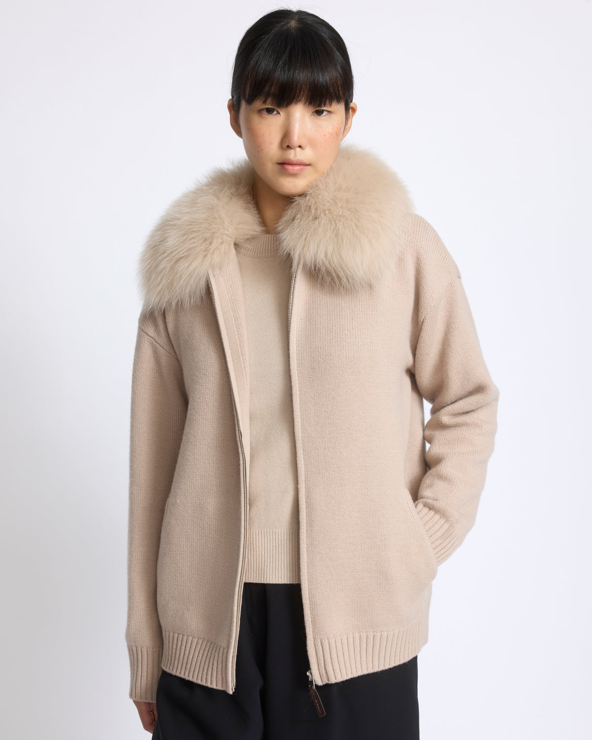 Merino knit jacket with fox fur - Yves Salomon - New Fall/Winter Collection