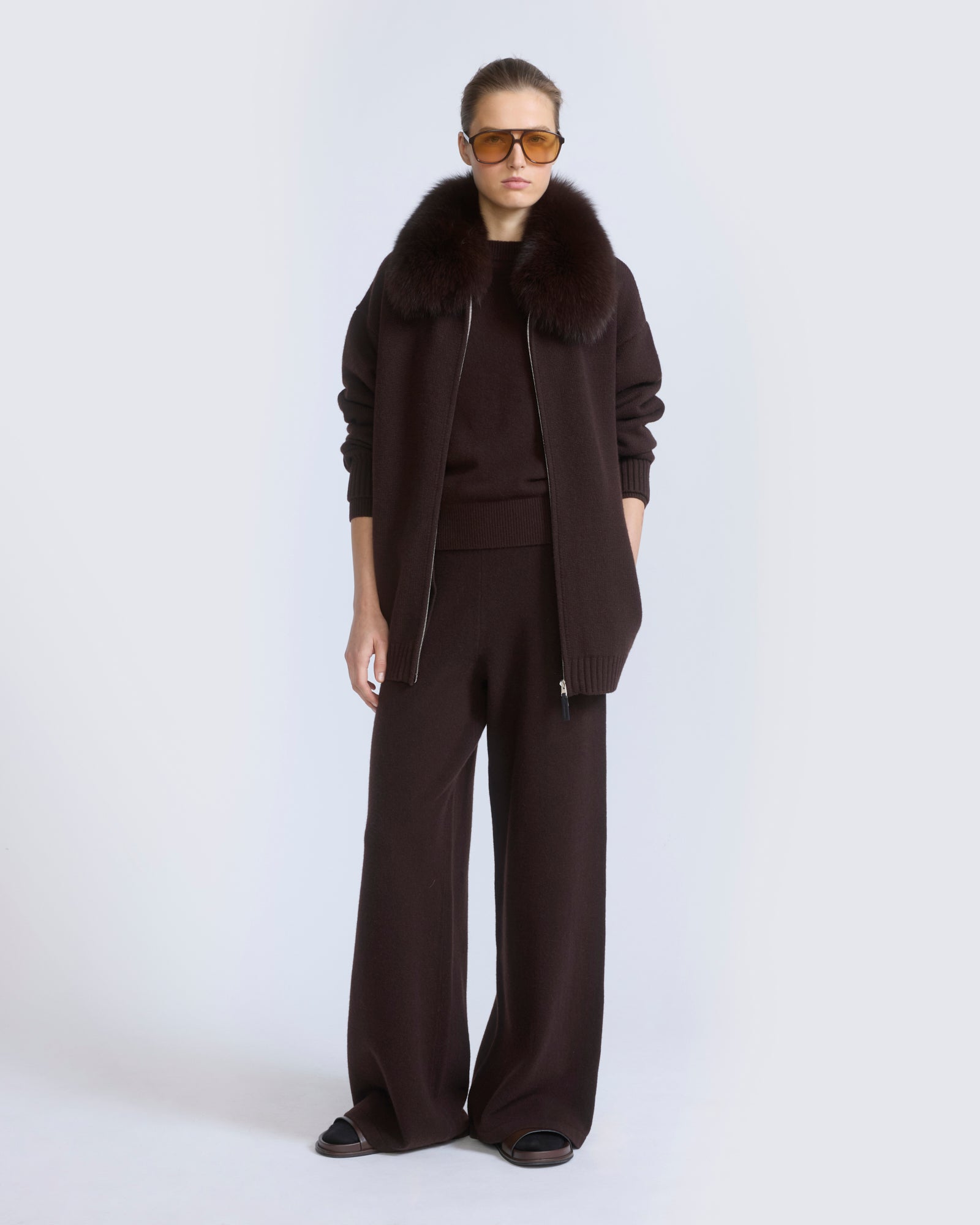 Merino knit jacket with fox fur - Yves Salomon - New Fall/Winter Collection