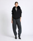 Merino knit jacket with fox fur