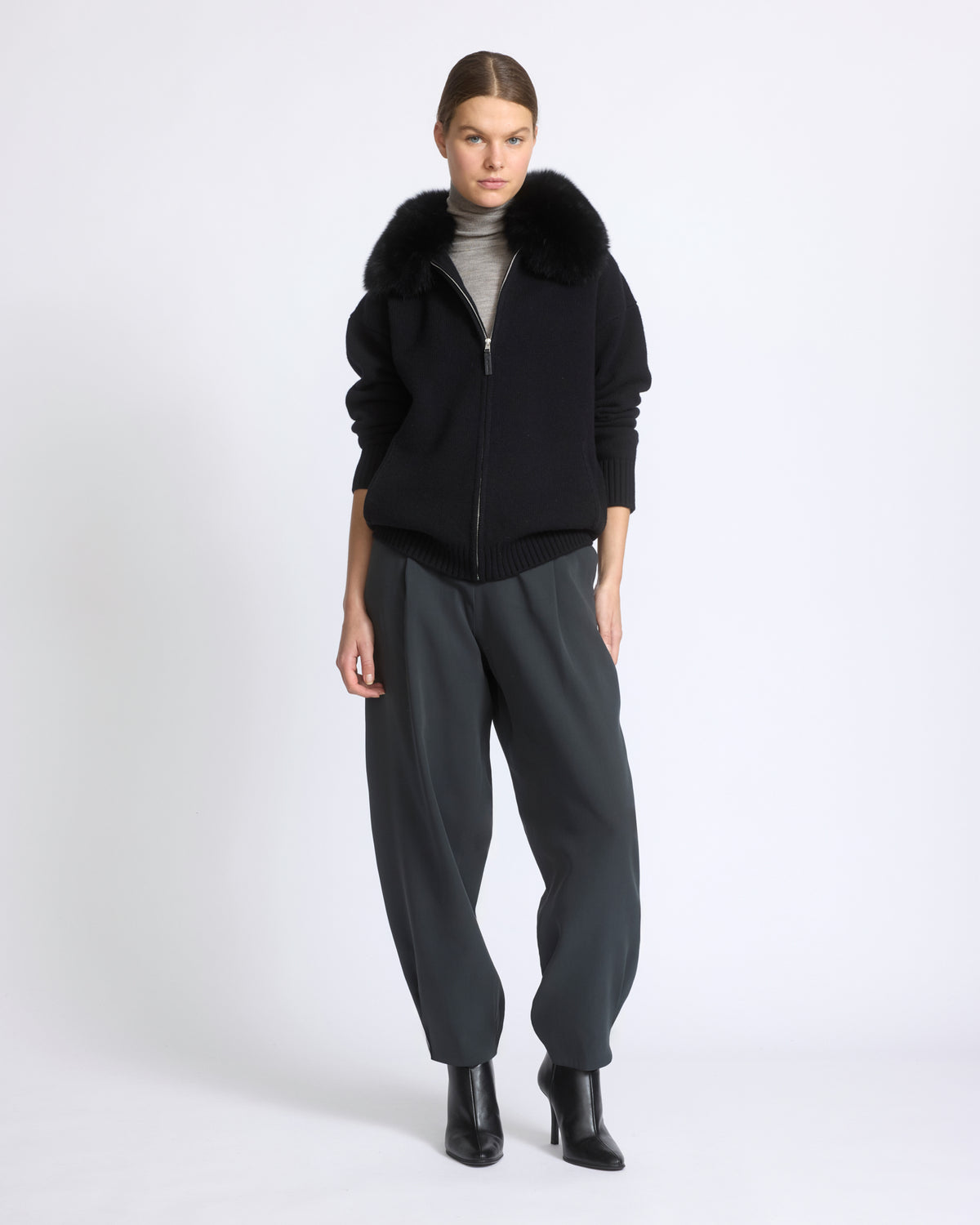 Merino knit jacket with fox fur - Yves Salomon - New Fall/Winter Collection