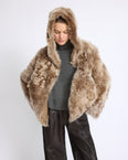 Reversible hooded Toscana lambskin shearling jacket