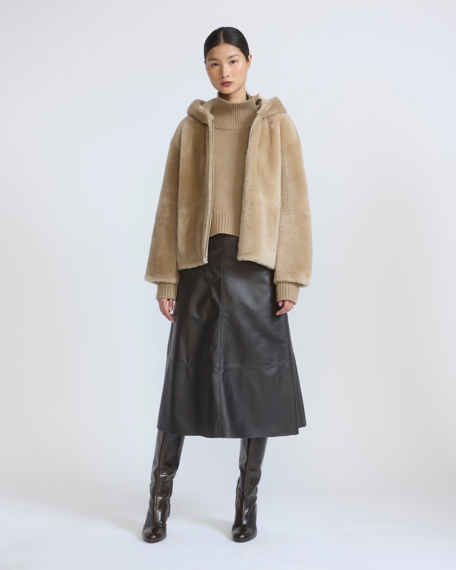 Hooded Merino lambskin shearling jacket - Yves Salomon - New Fall/Winter Collection