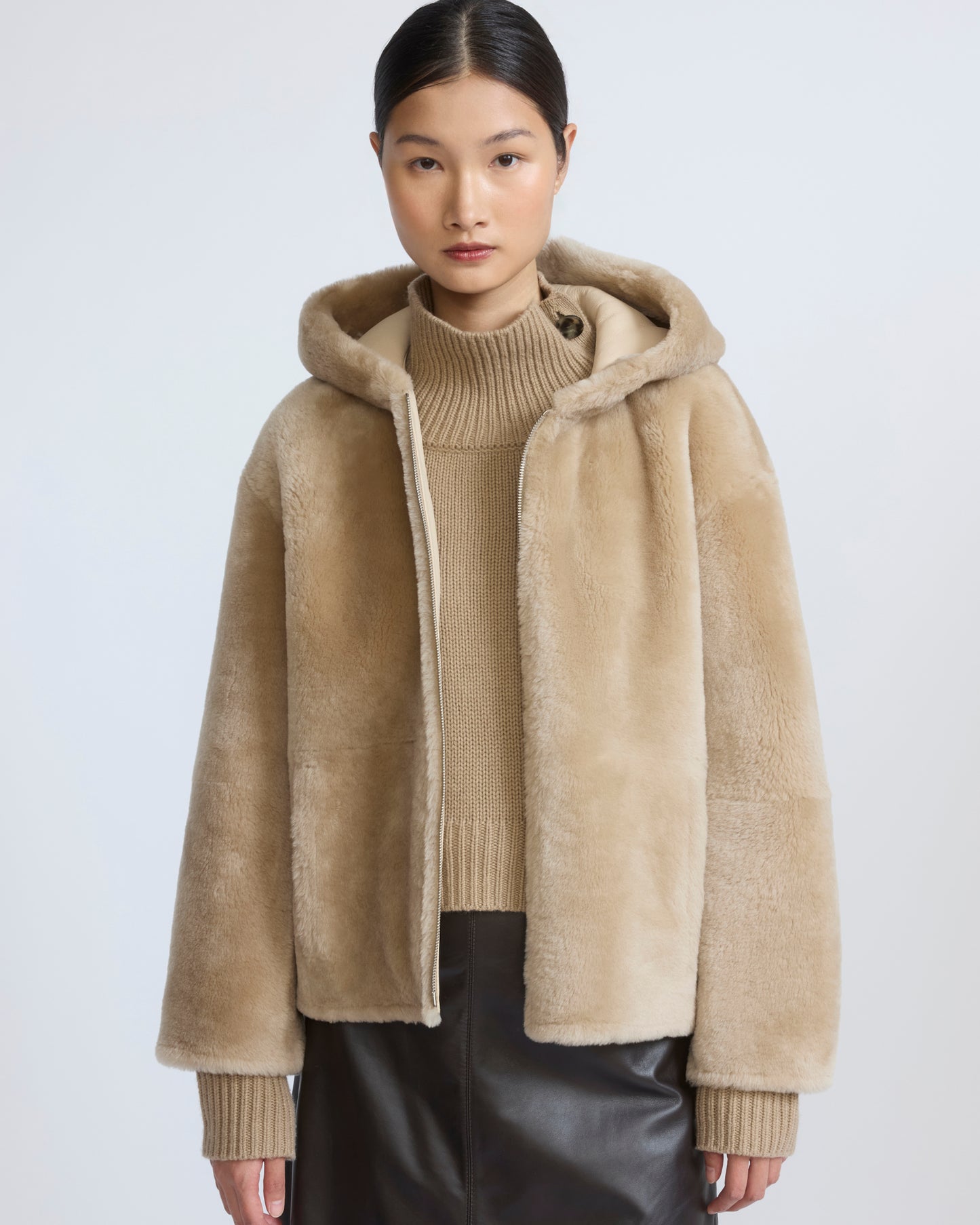 Hooded Merino lambskin shearling jacket - Yves Salomon - New Fall/Winter Collection
