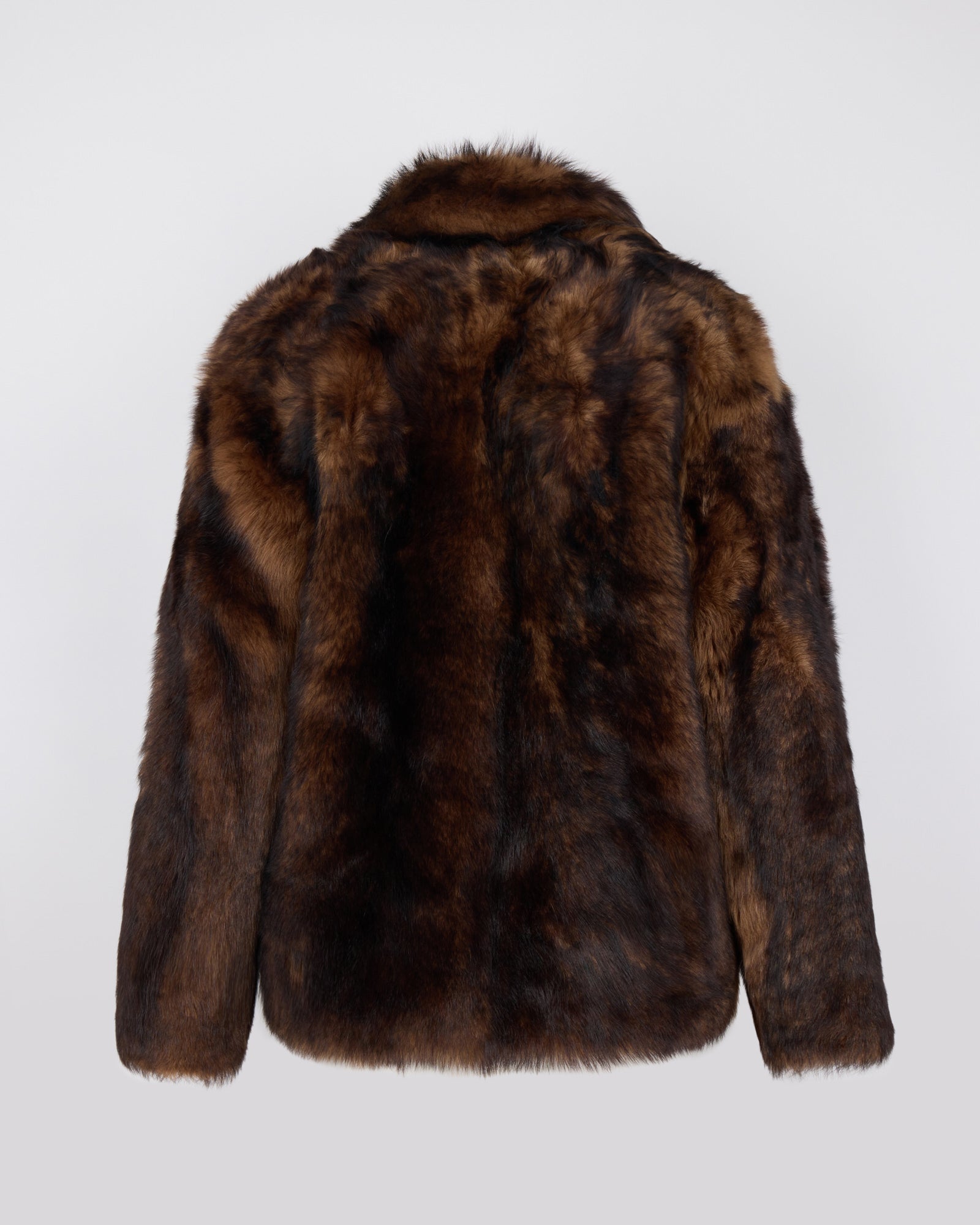 Toscana Fur-Effect Lambskin Peacoat in Brown | Yves Salomon – Yves