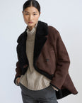 Curly Merino lambskin shearling pea coat