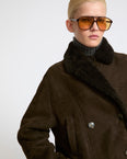 Curly Merino lambskin shearling pea coat