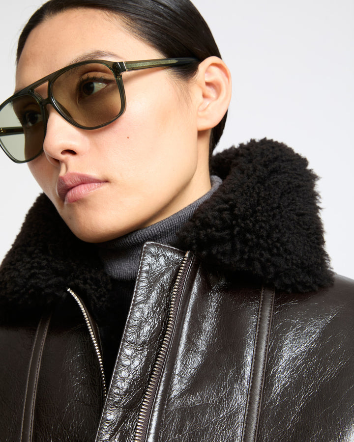 Short varnished Merinillo lambskin shearling jacket - Yves Salomon - New Fall Winter Collection