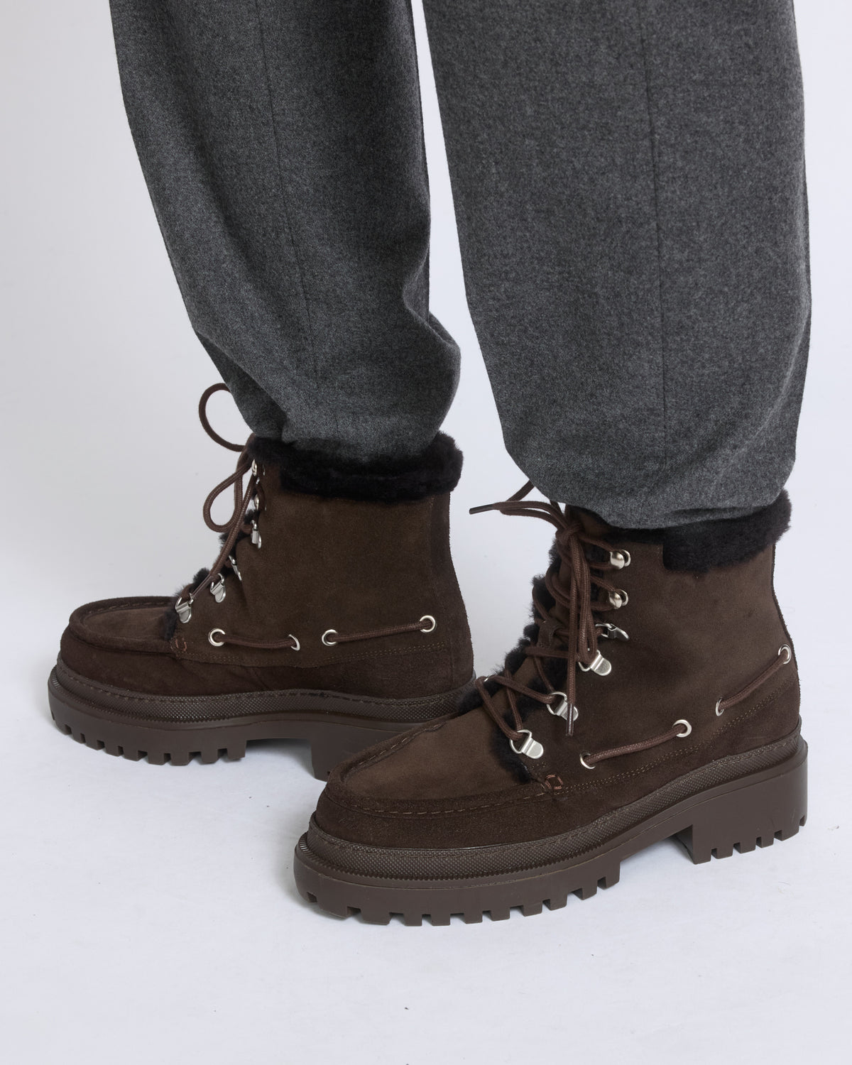 Suede leather and brushed merinillo lambskin ankle boots - Yves Salomon - New Fall/Winter Collection