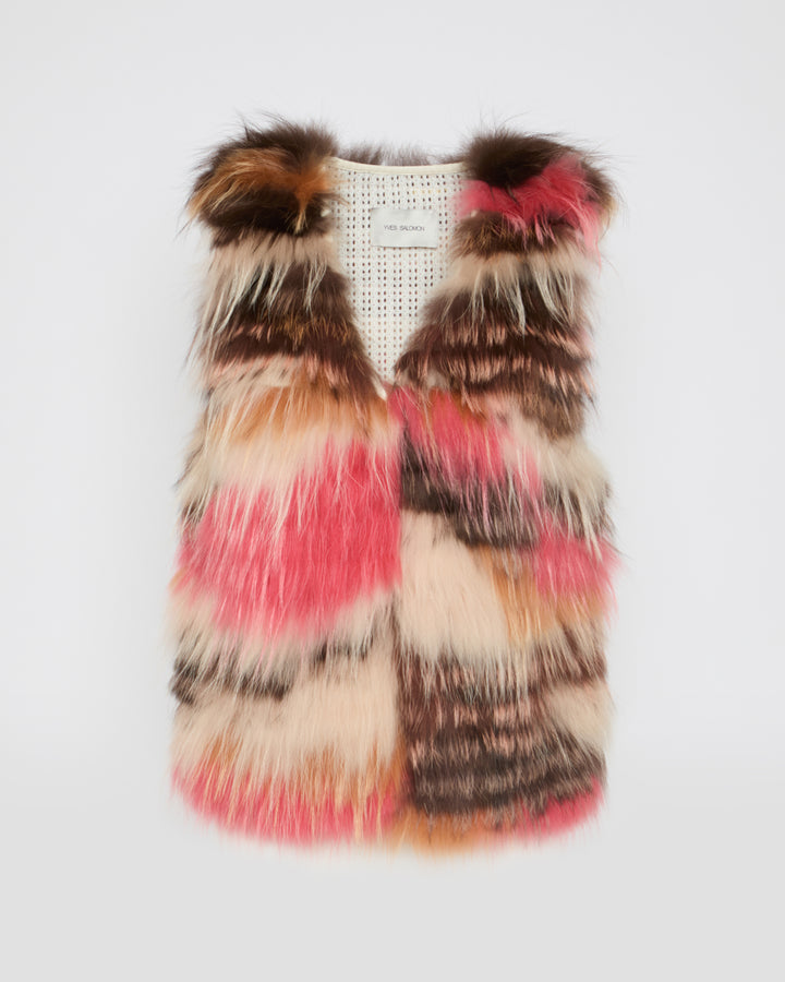 Black Friday 2025- Sleeveless Multicolor Fur Gilet