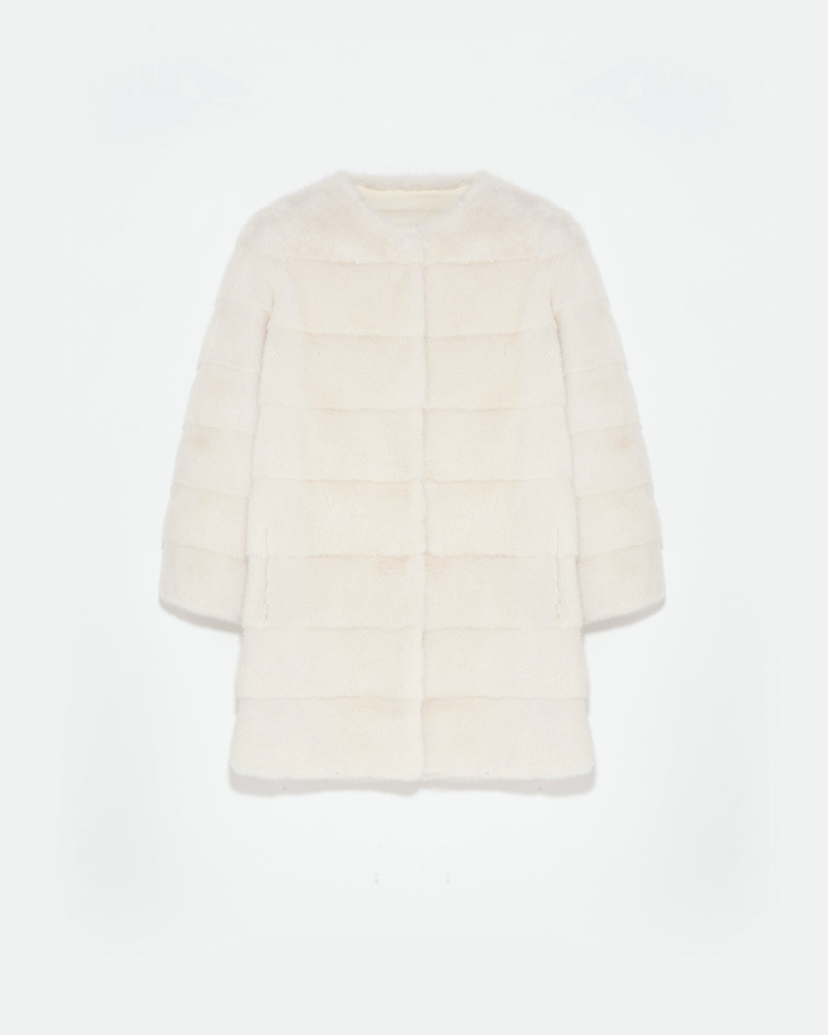 Mink long jacket with stripes -Yves Salomon