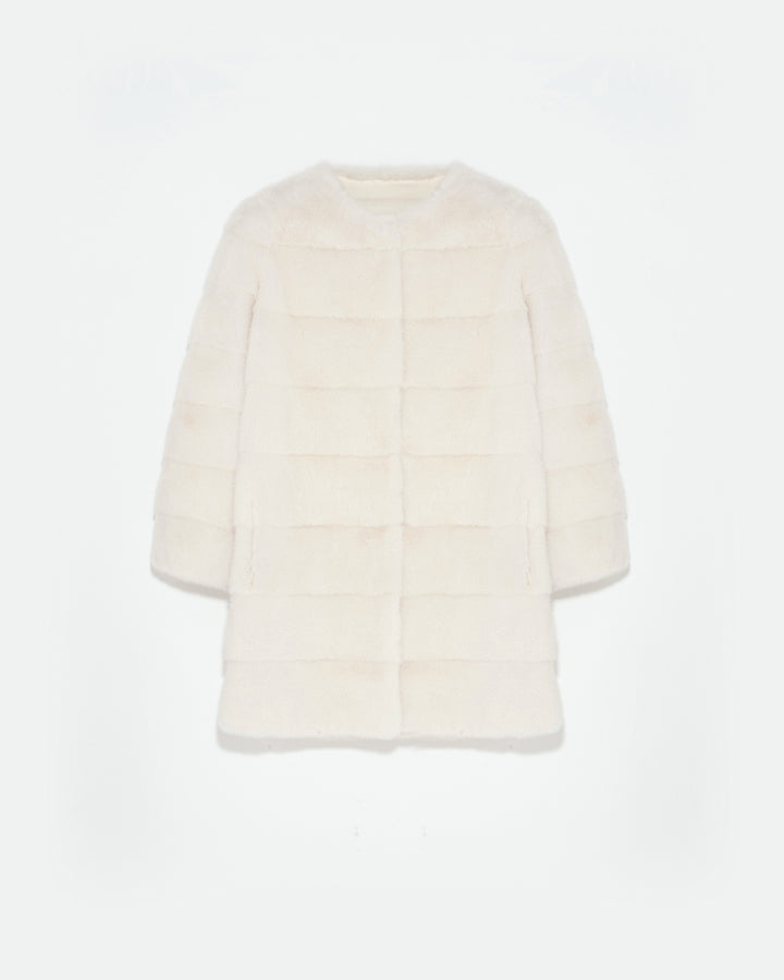 Mink long jacket with stripes -Yves Salomon