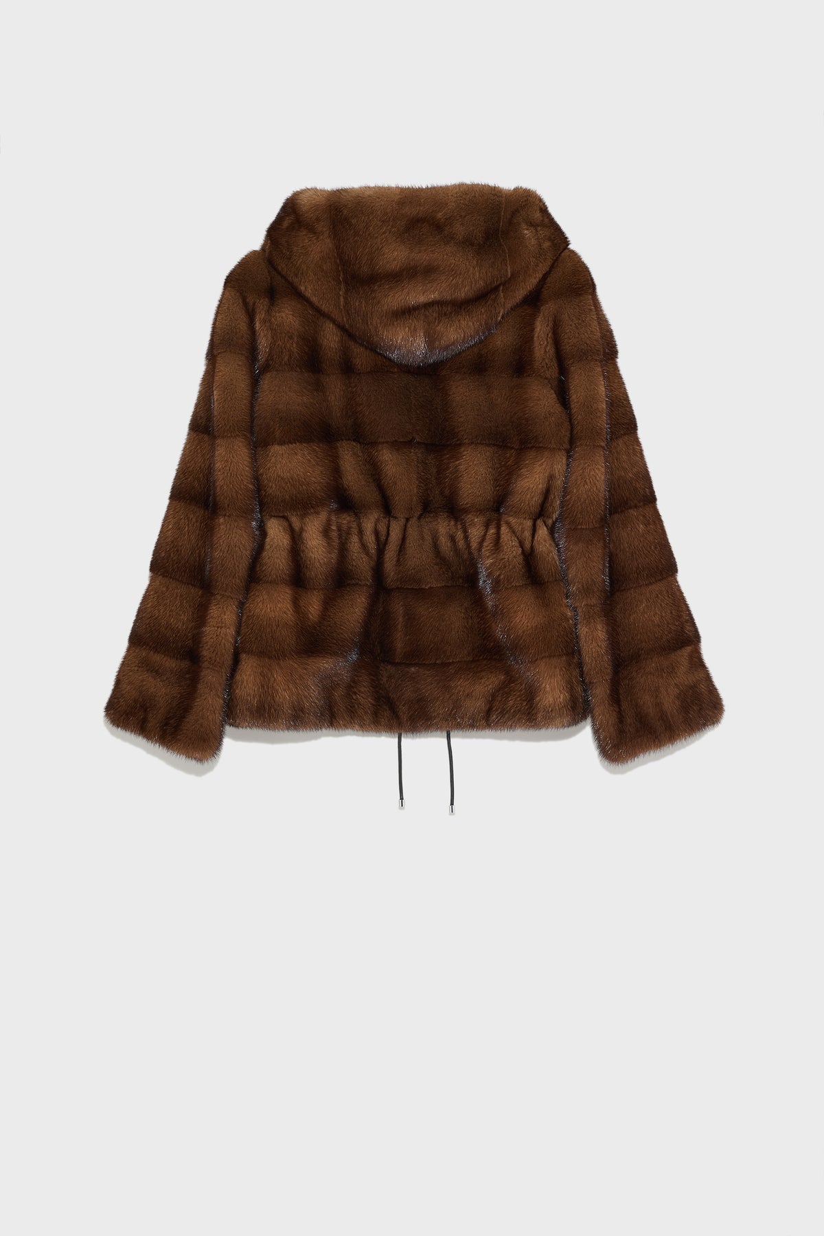 Mink hooded jacket with stripes -Yves Salomon