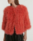 Cropped feather jacket