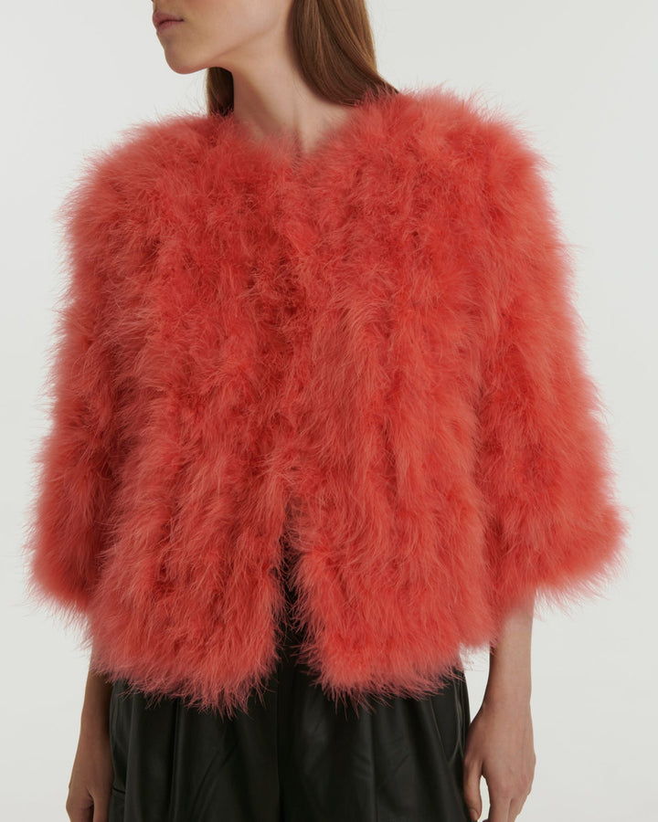 Cropped feather jacket