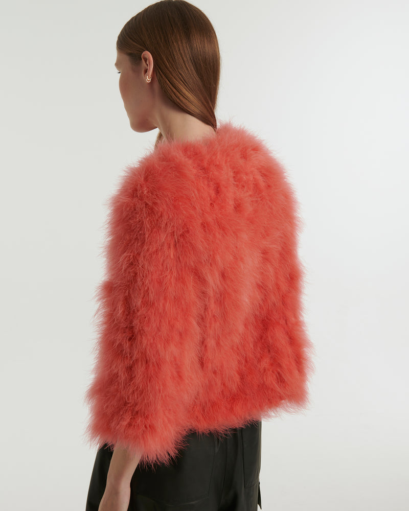 Cropped feather jacket - Fuchsia