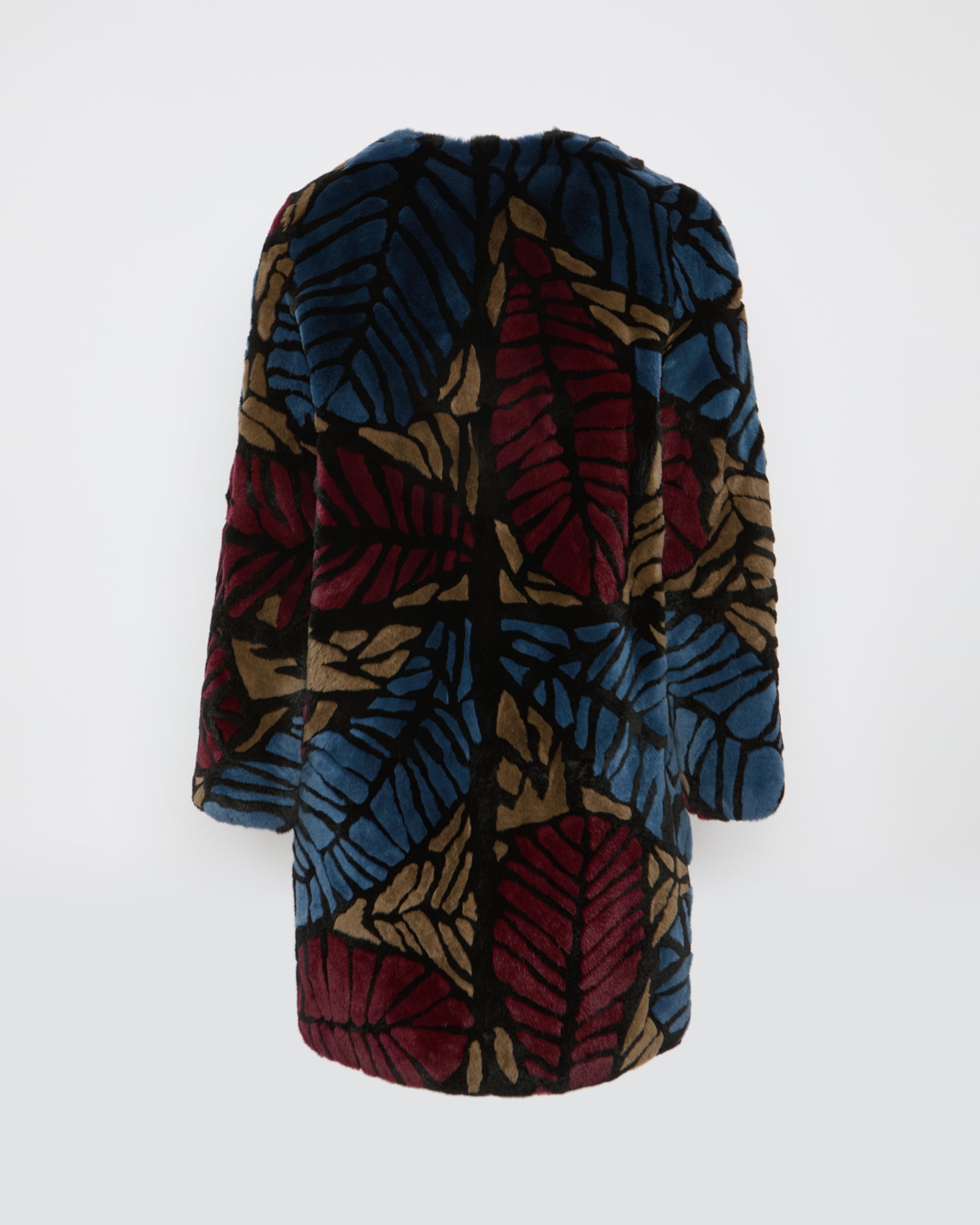 Black Friday 2025- Long Rex rabbit coat with leaf motif