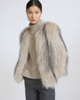 Knitted short fox fur jacket