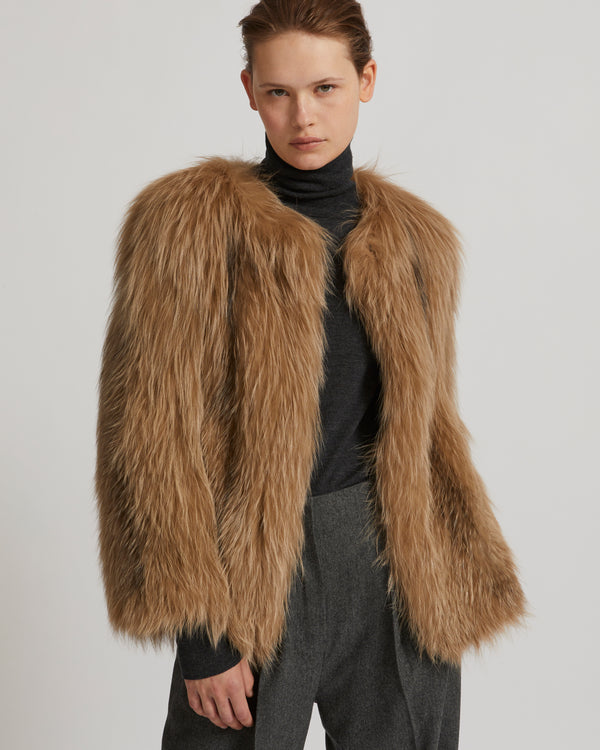 Knitted fox fur jacket - brown - Yves Salomon