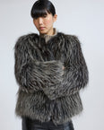 Knitted short fox fur jacket