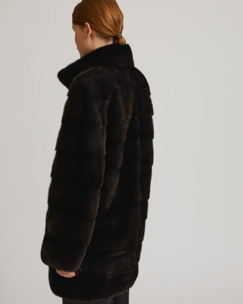 Mink long jacket with collar