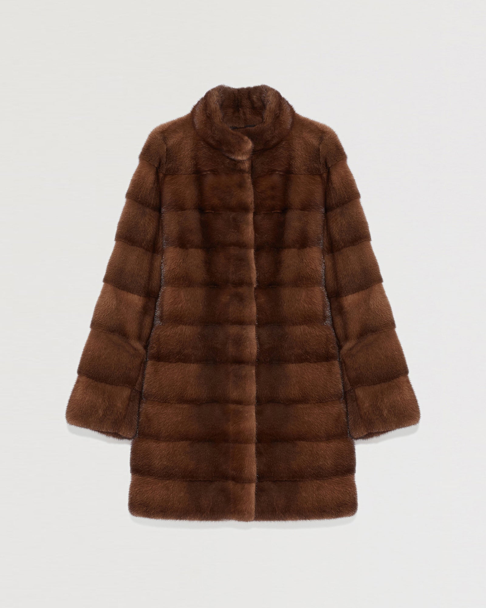 Long mink jacket with collar - brown - Yves Salomon – Yves
