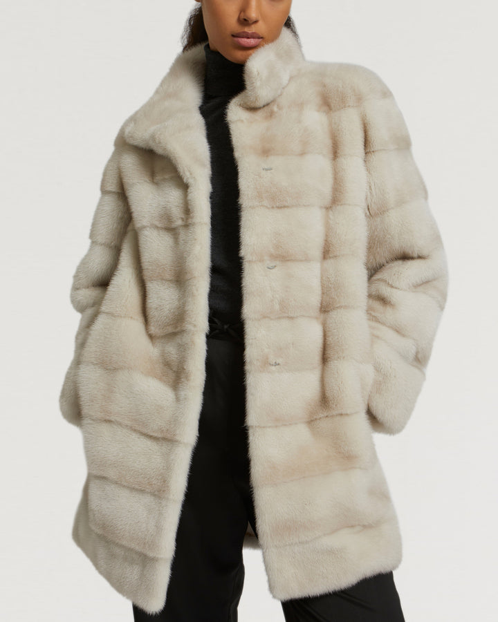 Mink long jacket with collar -Yves Salomon